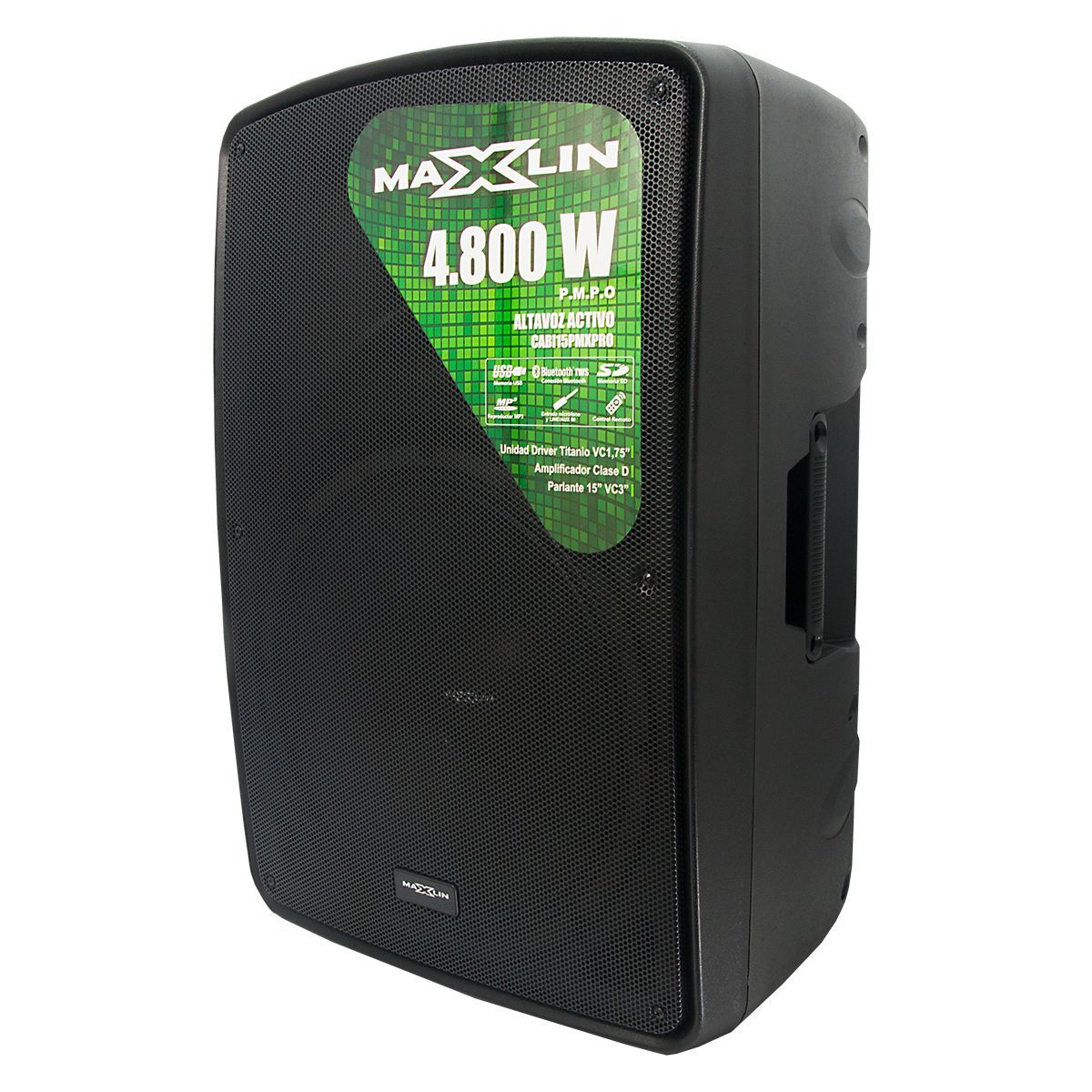 MAXLIN - Cabina Activa 15 4800W Con bluetooth Radio usb