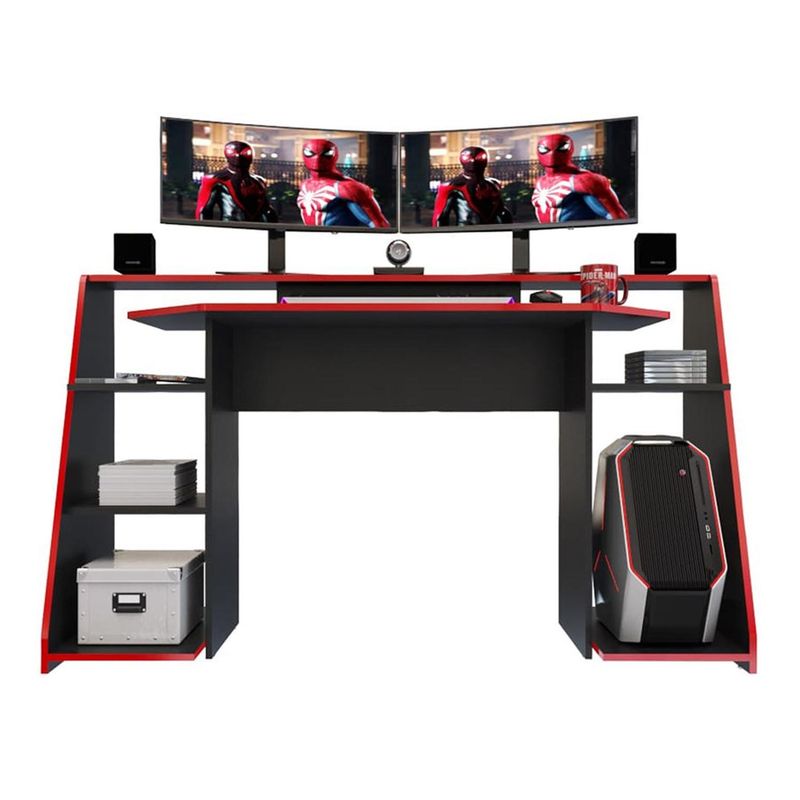 MADERKIT - Escritorio Gamer Lax Borde Rojo