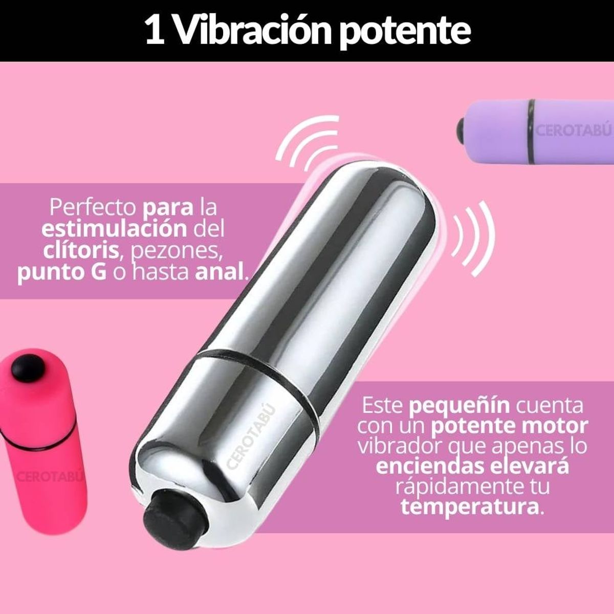 GENERICO - Mini Bala Vibrador Estimulación Punto G Clítoris 10 Vibraciones Rosado