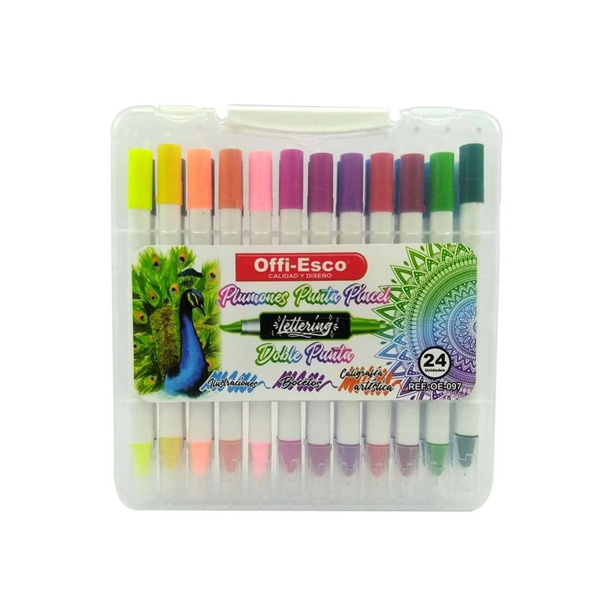 OFFI ESCO - Plumón Punta Pincel Doble Punta X 24 Unidades