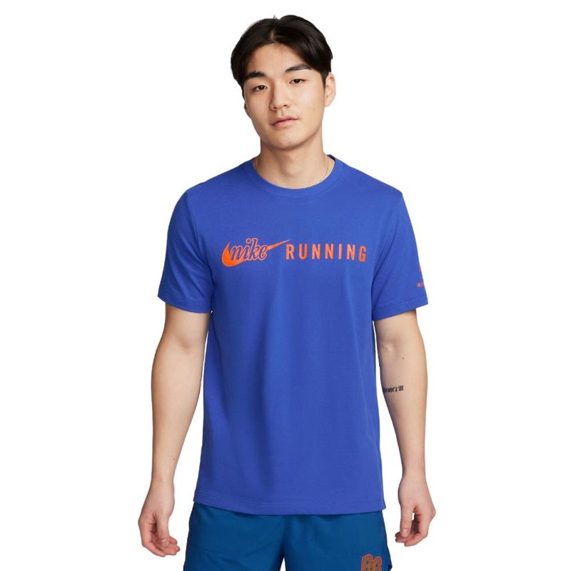 NIKE - Camiseta Nike Dri Fit Tee Run-Azul Royal