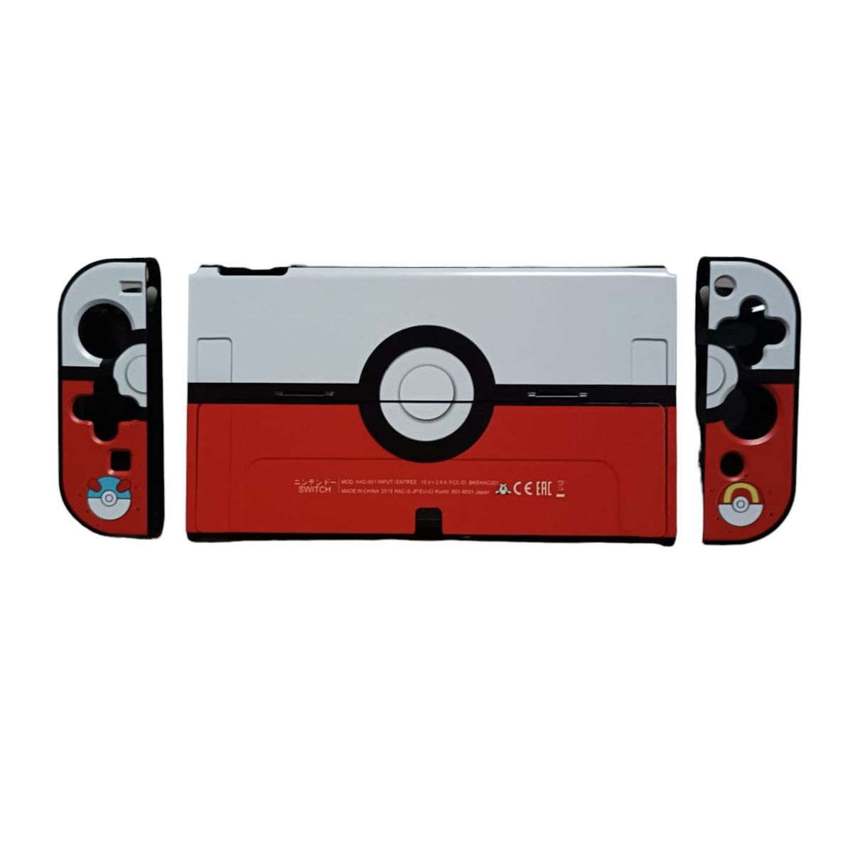 GENERICO - Acrilico Diseño Blanco - Rojo + Vidrio Protector Para Switch Oled