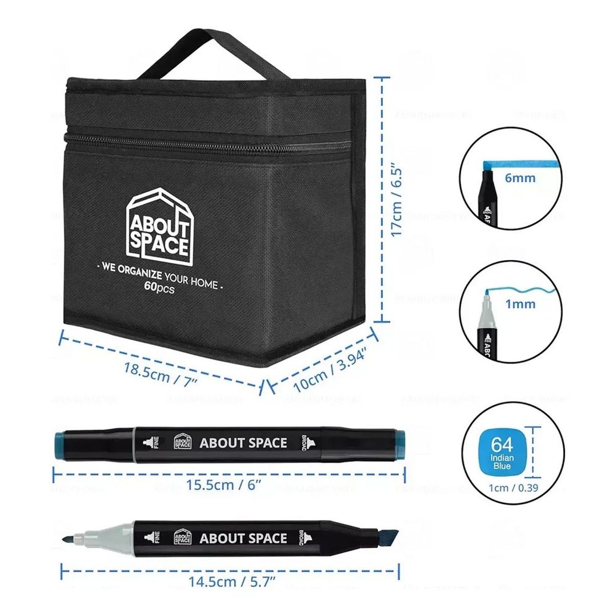 GENERICO - Caja De Marcadores Plumones Doble Punta X48 Piezas