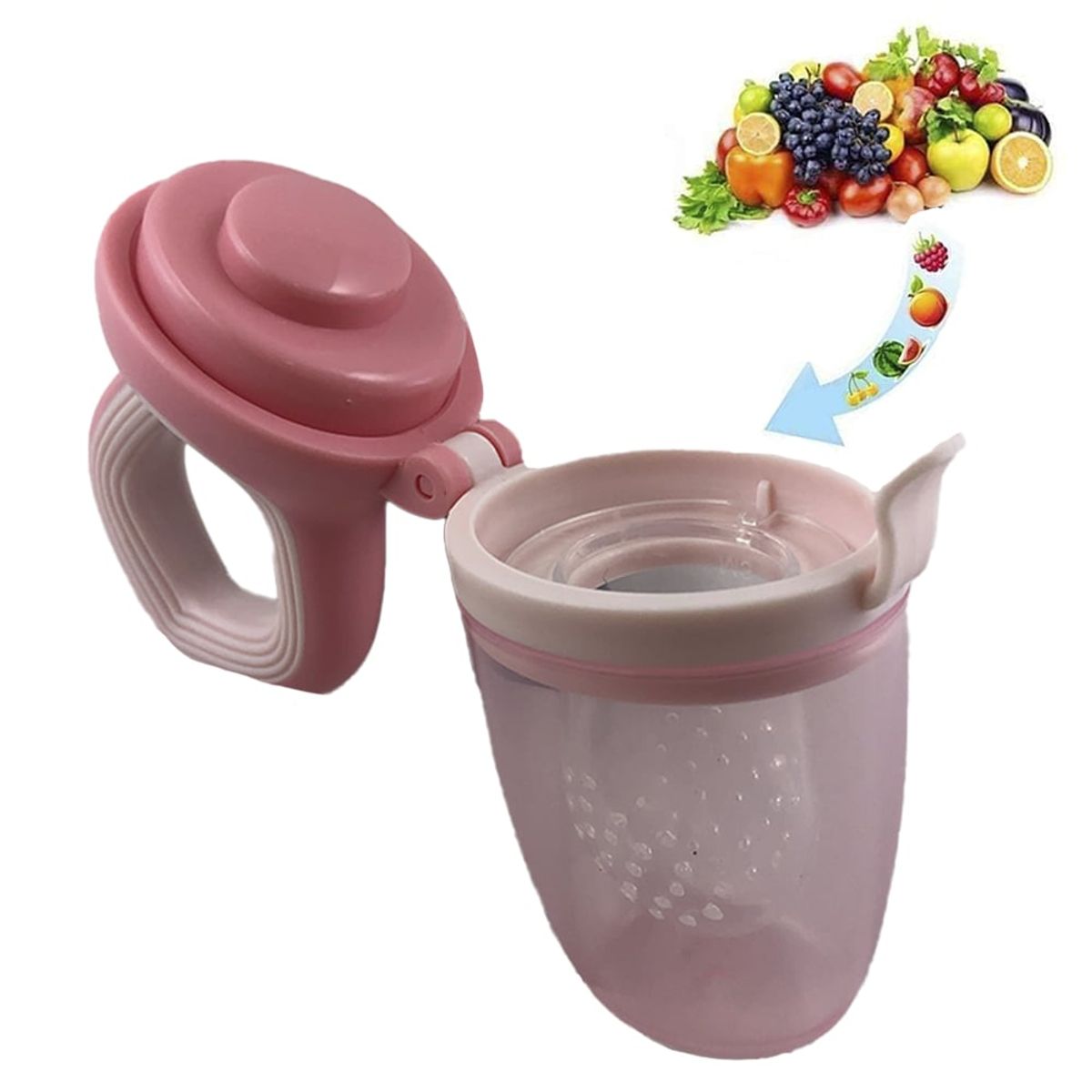 GENERICO - Chupo alimentador porta fruta silicona para bebe Rosado