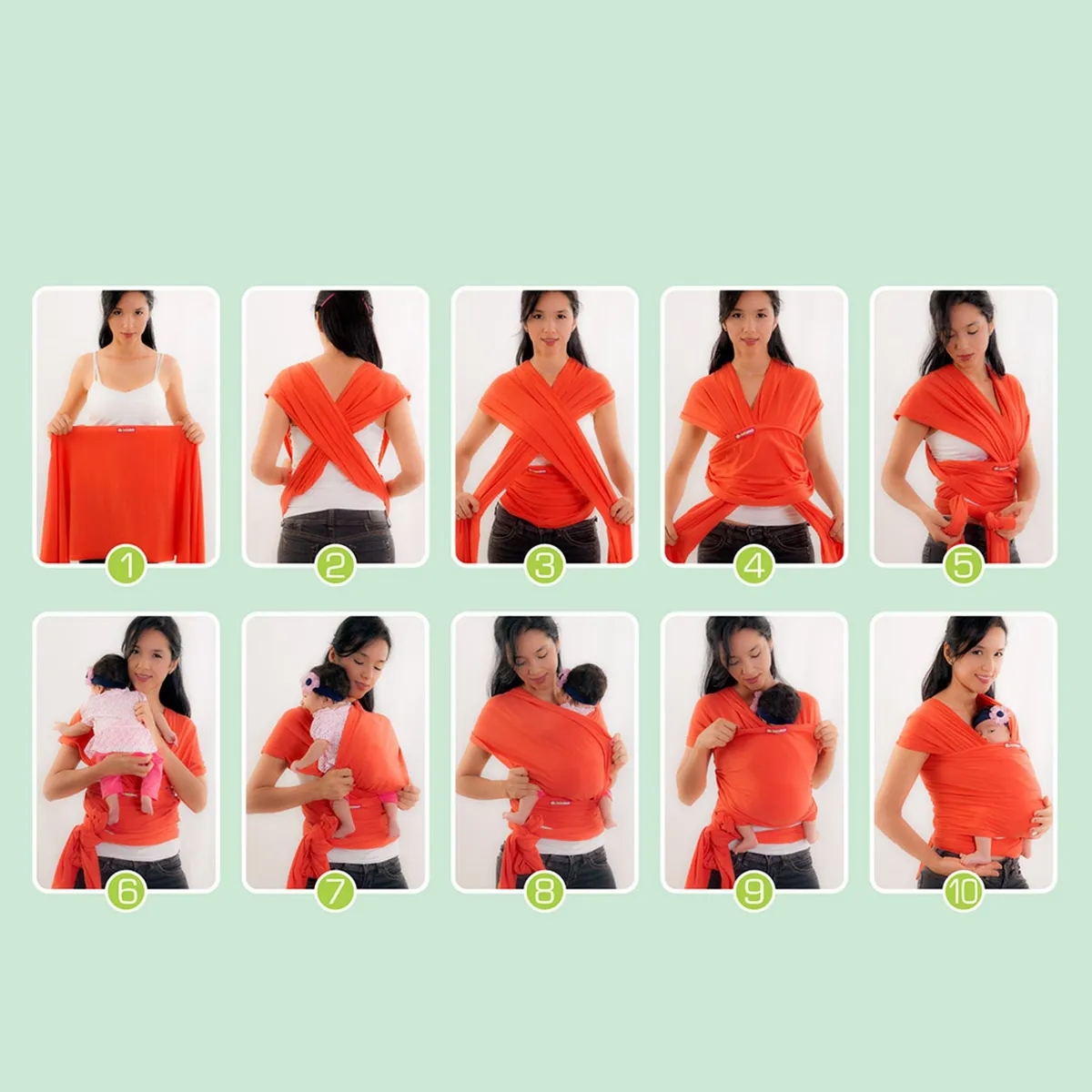 BABY MOON - Portabebe fular elástico para bebe gris desde el nacimiento