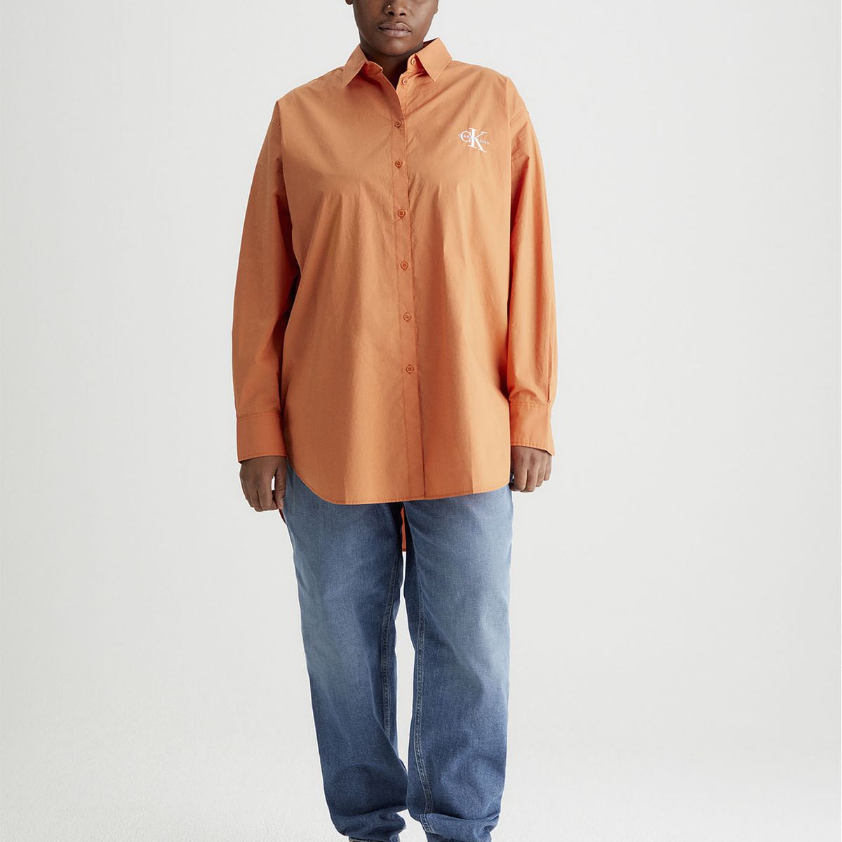 CALVIN KLEIN - Camisa Naranja Oversize Con Logo Calvin Klein