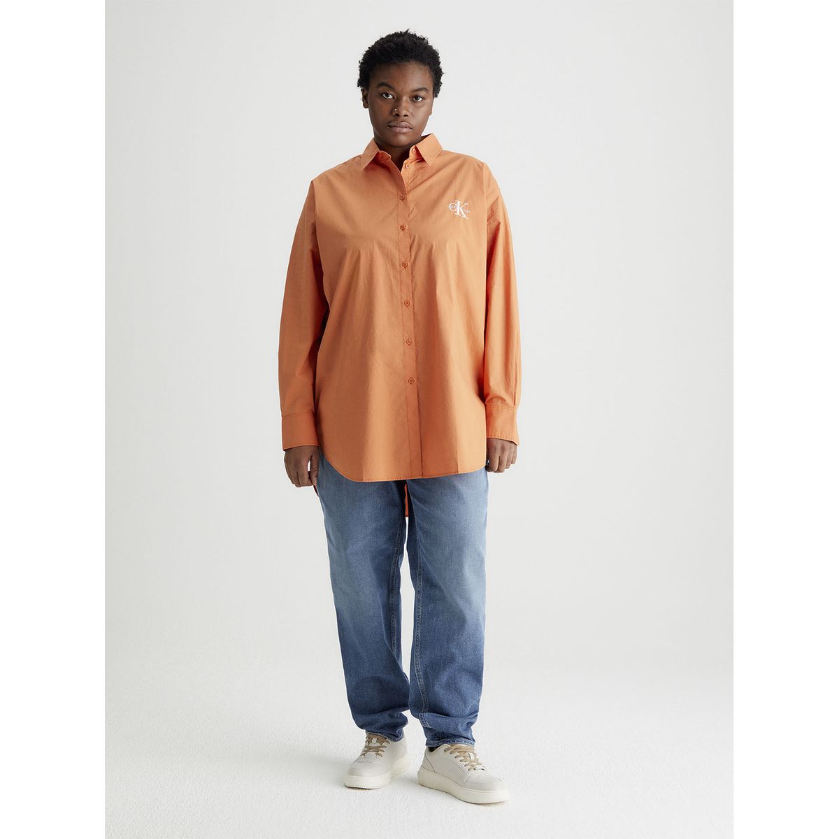 CALVIN KLEIN - Camisa Naranja Oversize Con Logo Calvin Klein