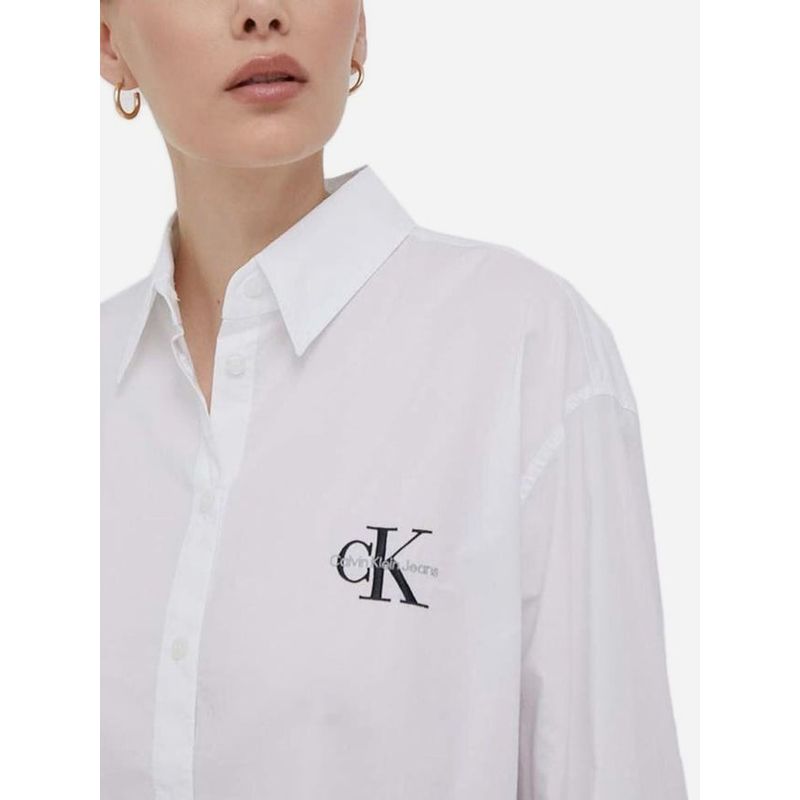 CALVIN KLEIN - Camisa Blanco Oversize Con Logo Calvin Klein