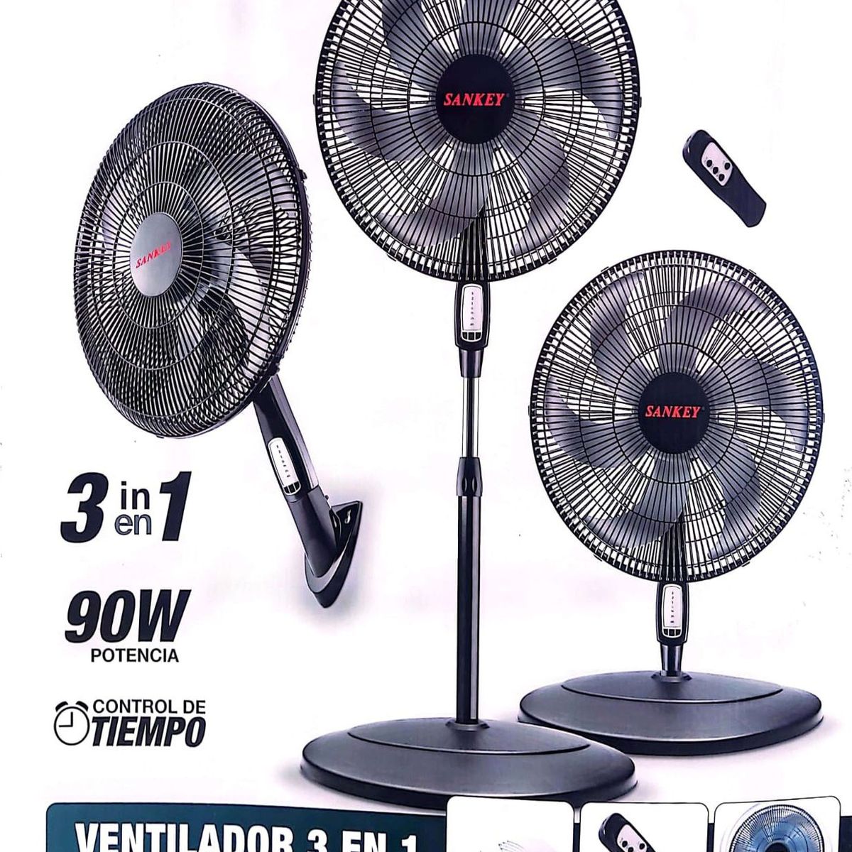 SANKEY - Ventilador Turbo Sankey 3 en 1 de Alta Potencia 90W