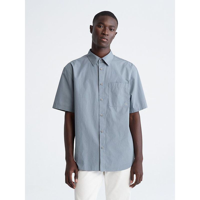 CALVIN KLEIN - Camisa Gris Manga Corta Sencilla Y Solida Con Logo