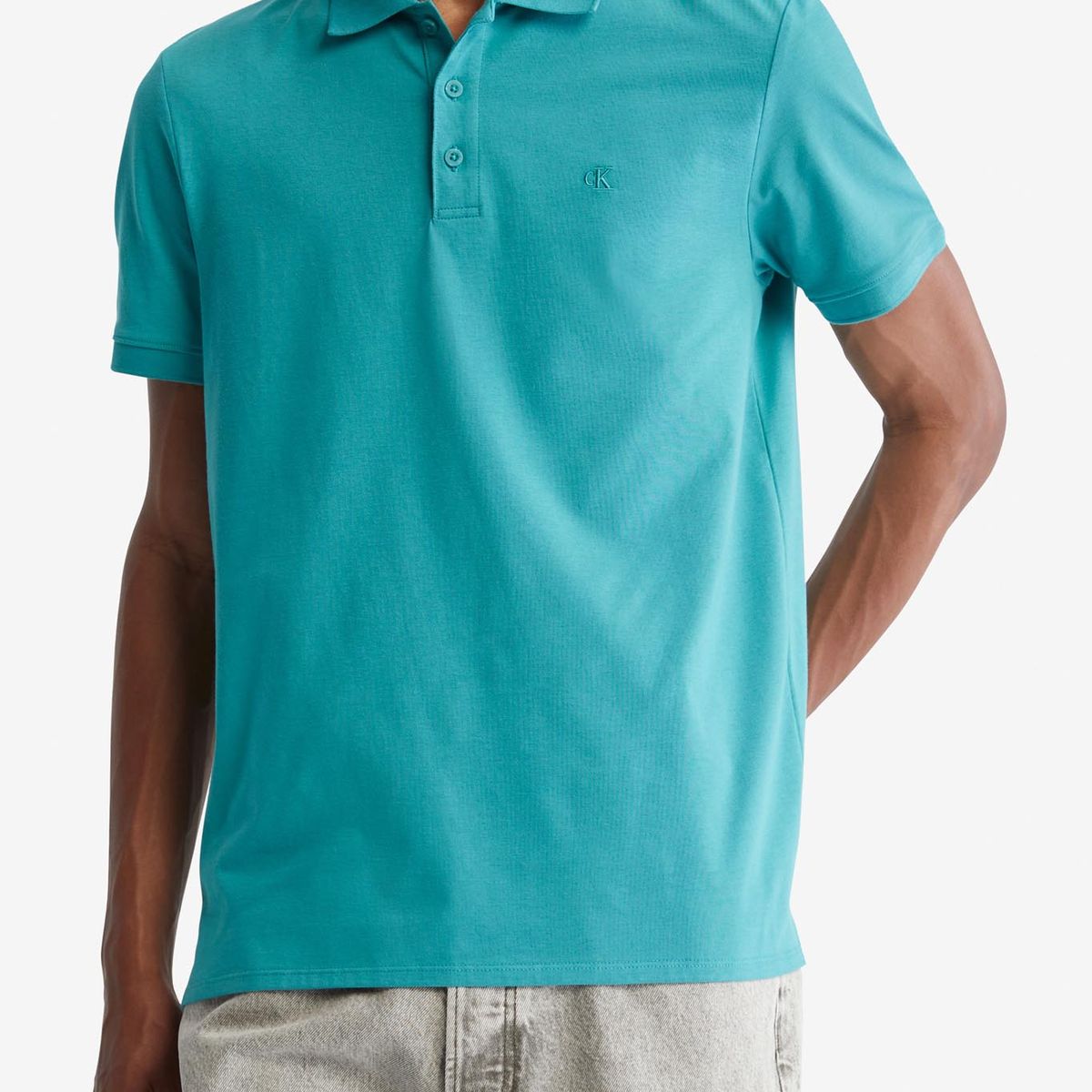 CALVIN KLEIN - Polo Verde De Algodón Con Monograma Bordado Calvin Klein