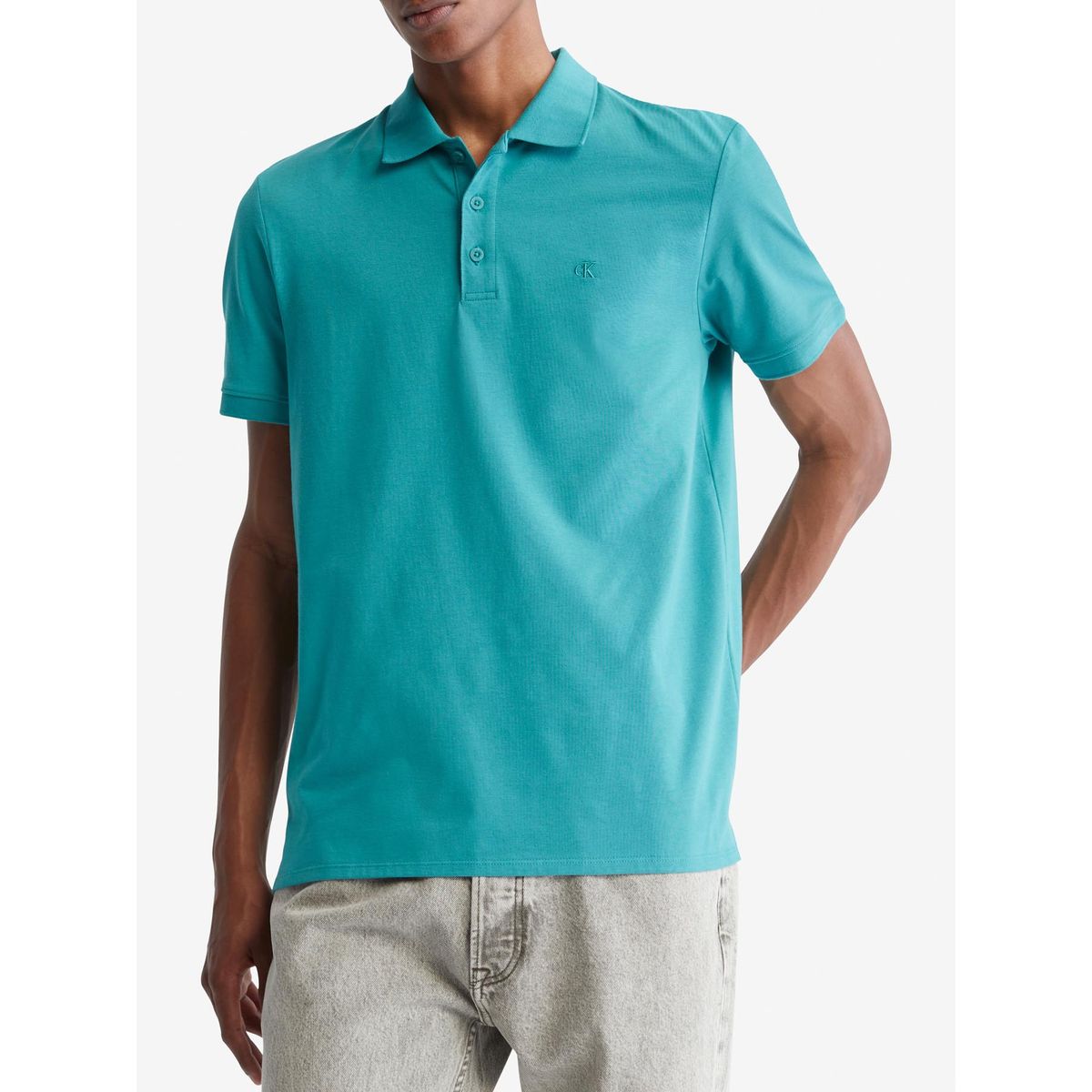 CALVIN KLEIN - Polo Verde De Algodón Con Monograma Bordado Calvin Klein