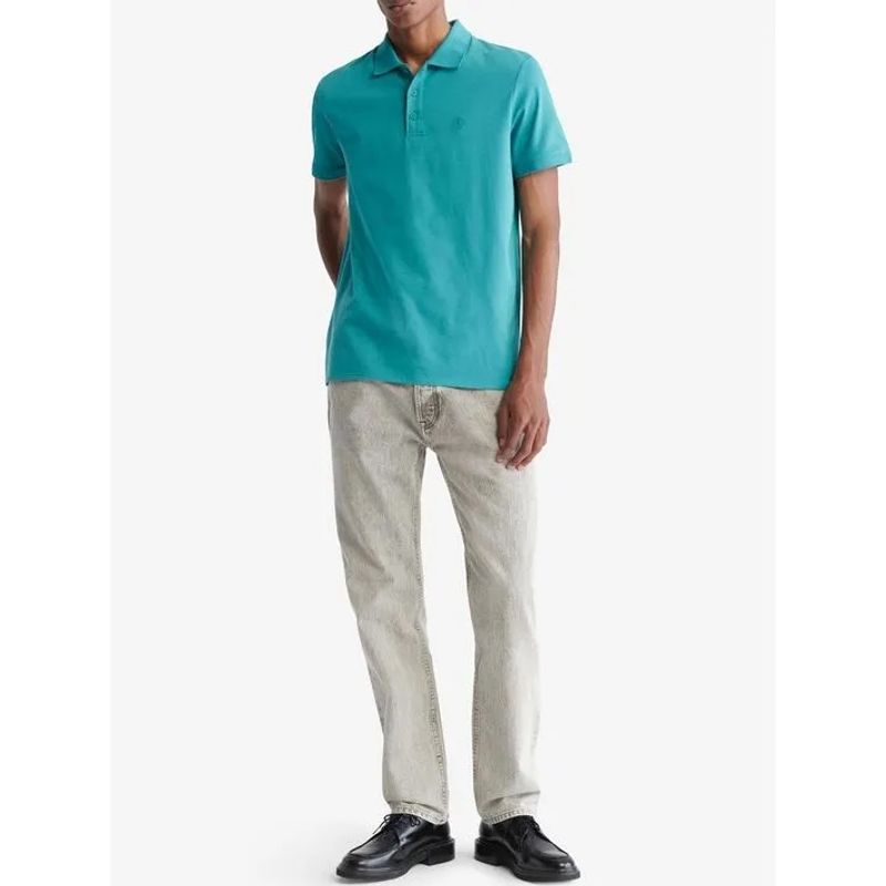 CALVIN KLEIN - Polo Verde De Algodón Con Monograma Bordado Calvin Klein