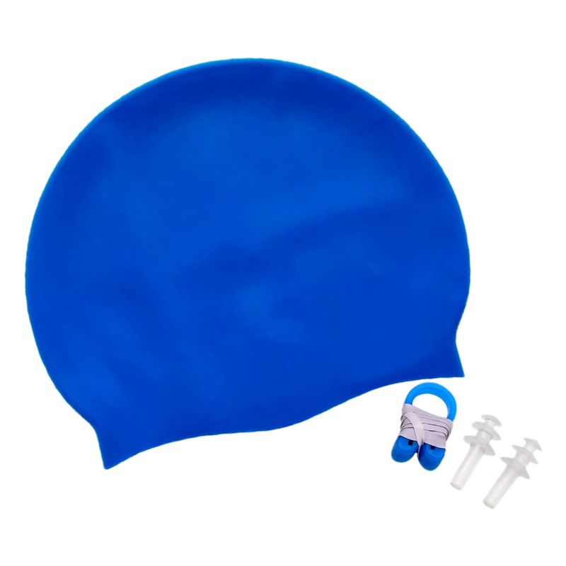 GENERICO - Gorro de natación en silicona  tapones oídos  clip nariz