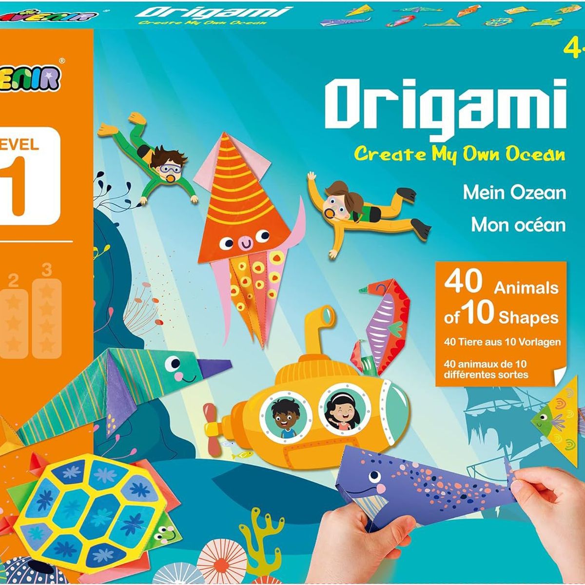 JUGANDO Y EDUCANDO - Set De Arte Y Manualidades Origami Para Niños Océano