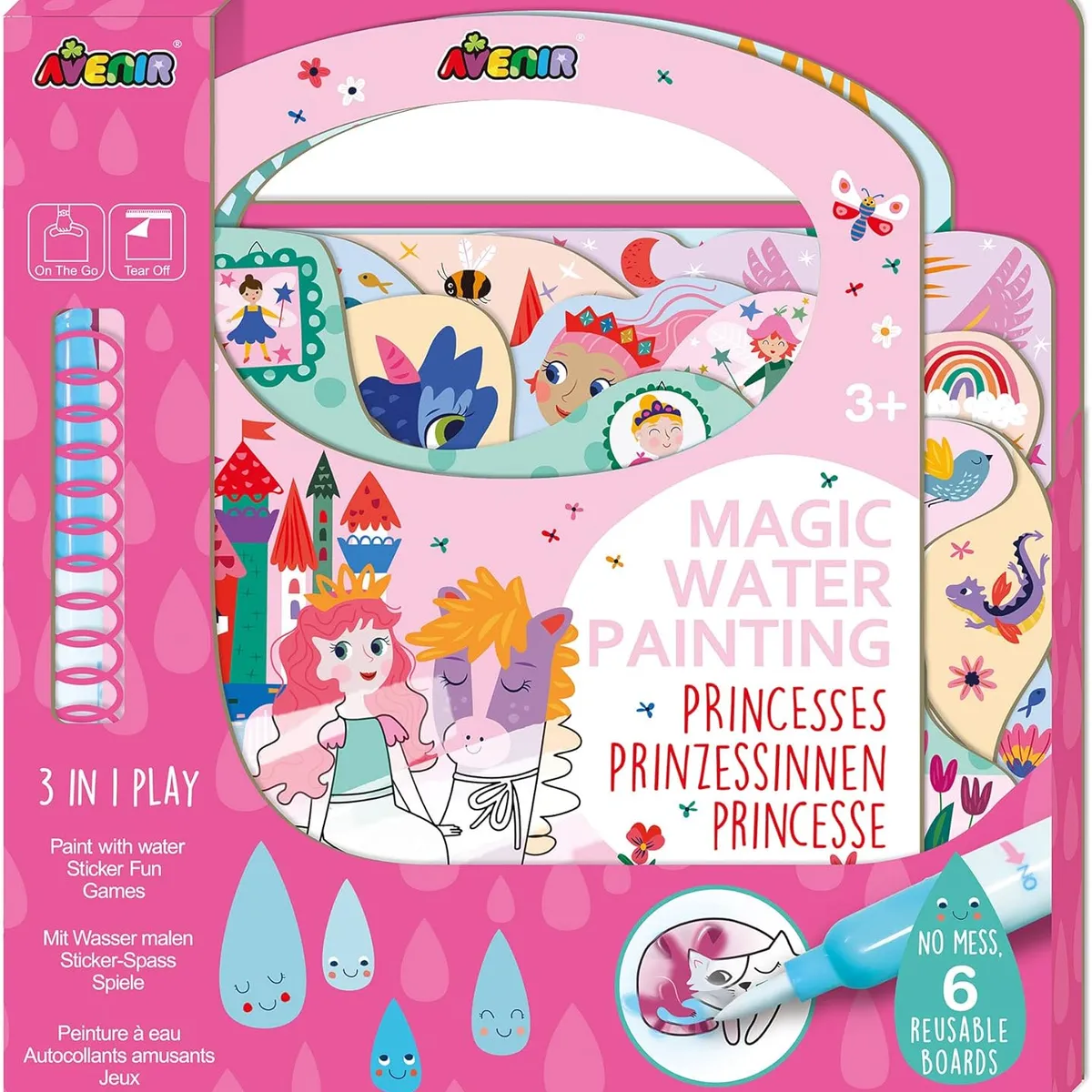 JUGANDO Y EDUCANDO - Libro Para Colorear Con Agua Reutilizable Niñas Princesas