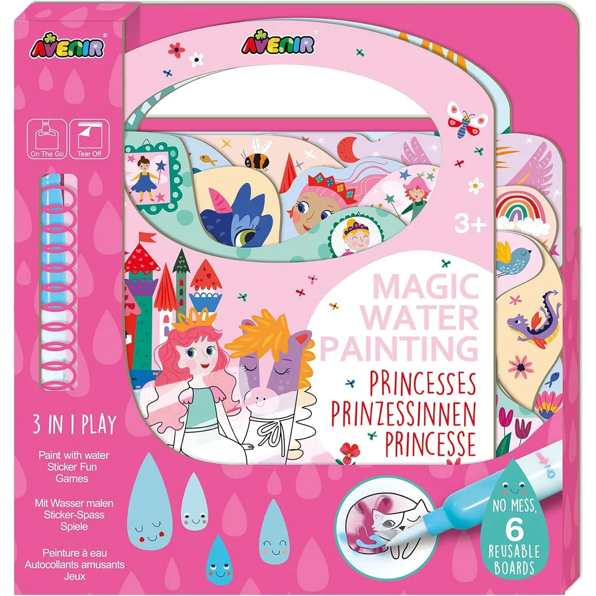 JUGANDO Y EDUCANDO - Libro Para Colorear Con Agua Reutilizable Niñas Princesas