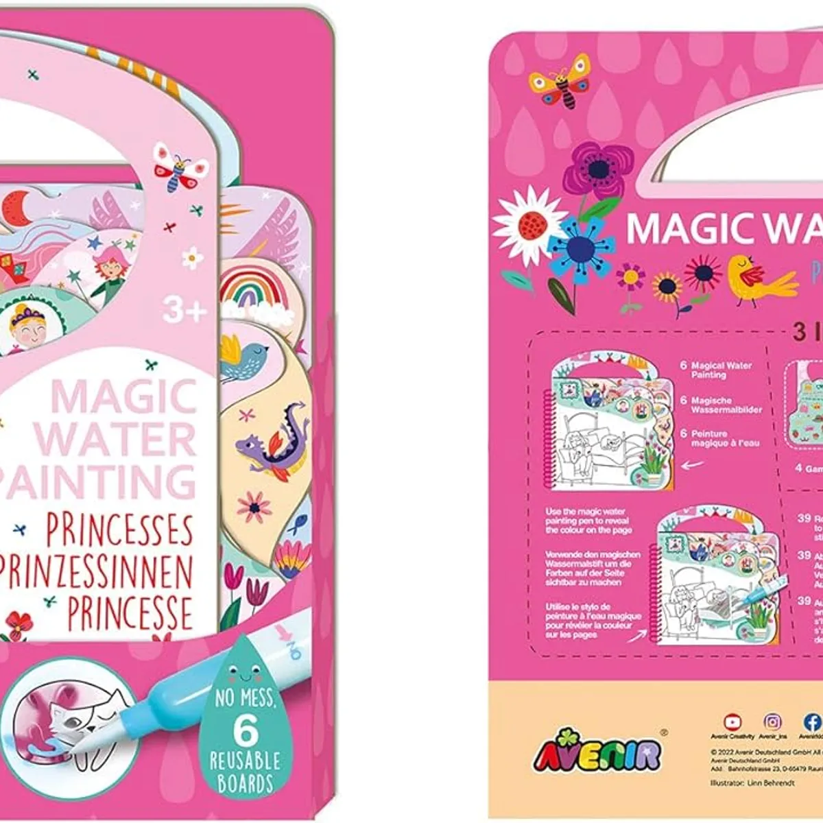JUGANDO Y EDUCANDO - Libro Para Colorear Con Agua Reutilizable Niñas Princesas