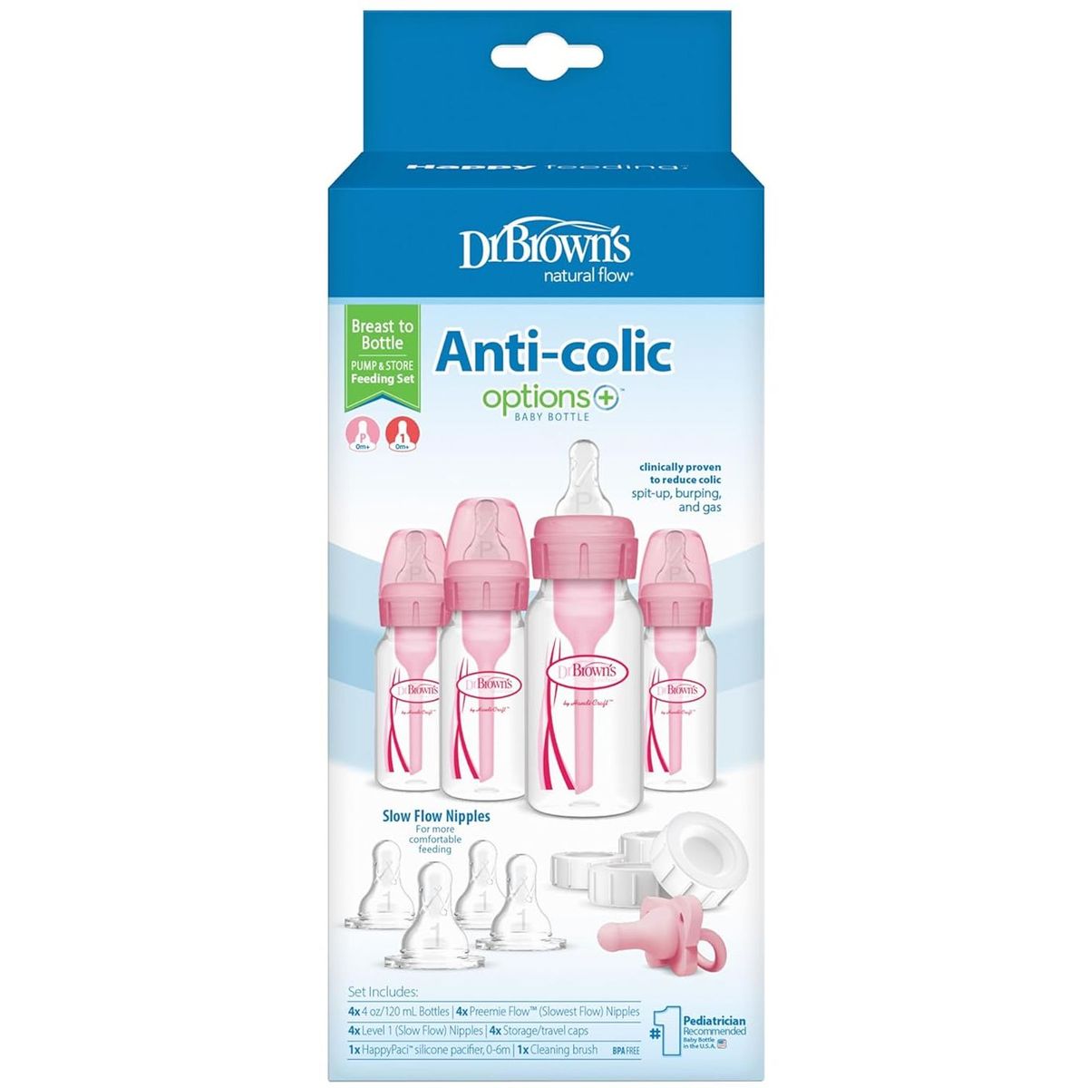 DR BROWNS - Set De Teteros Dr Browns flujo Natural Anticólicos Rosado