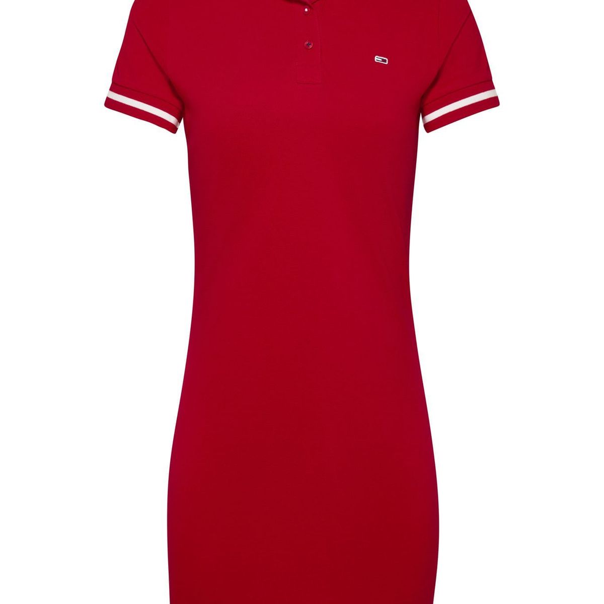 TOMMY HILFIGER - Vestido Polo Essential Con Logo Mujer Rojo Tommy Jeans