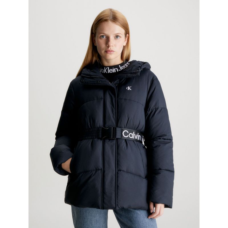 CALVIN KLEIN - Chaqueta De Plumas Nailon Con Cinturón Mujer Negro Calvin Klein