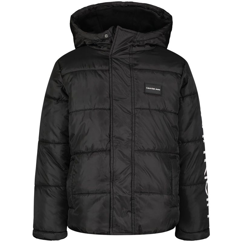 CALVIN KLEIN - Chaqueta Negro Tipo Burbuja Con Gorro Para Niño Calvin Klein