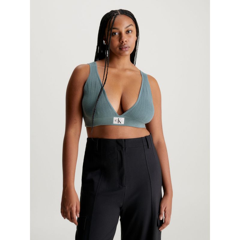 CALVIN KLEIN - Top Verde De Punto De Algodón para Mujer Calvin Klein