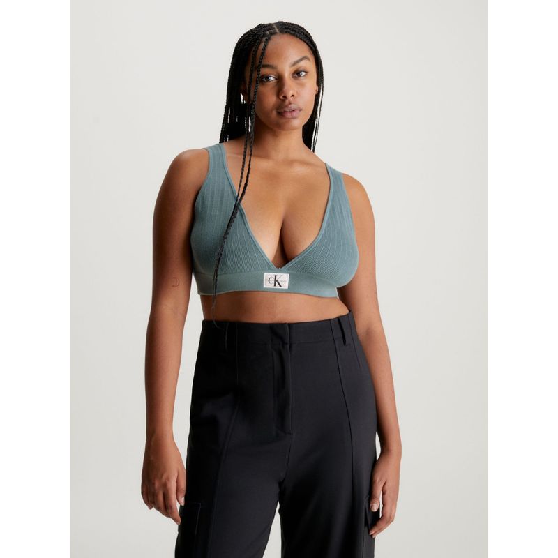 CALVIN KLEIN - Top Verde De Punto De Algodón para Mujer Calvin Klein