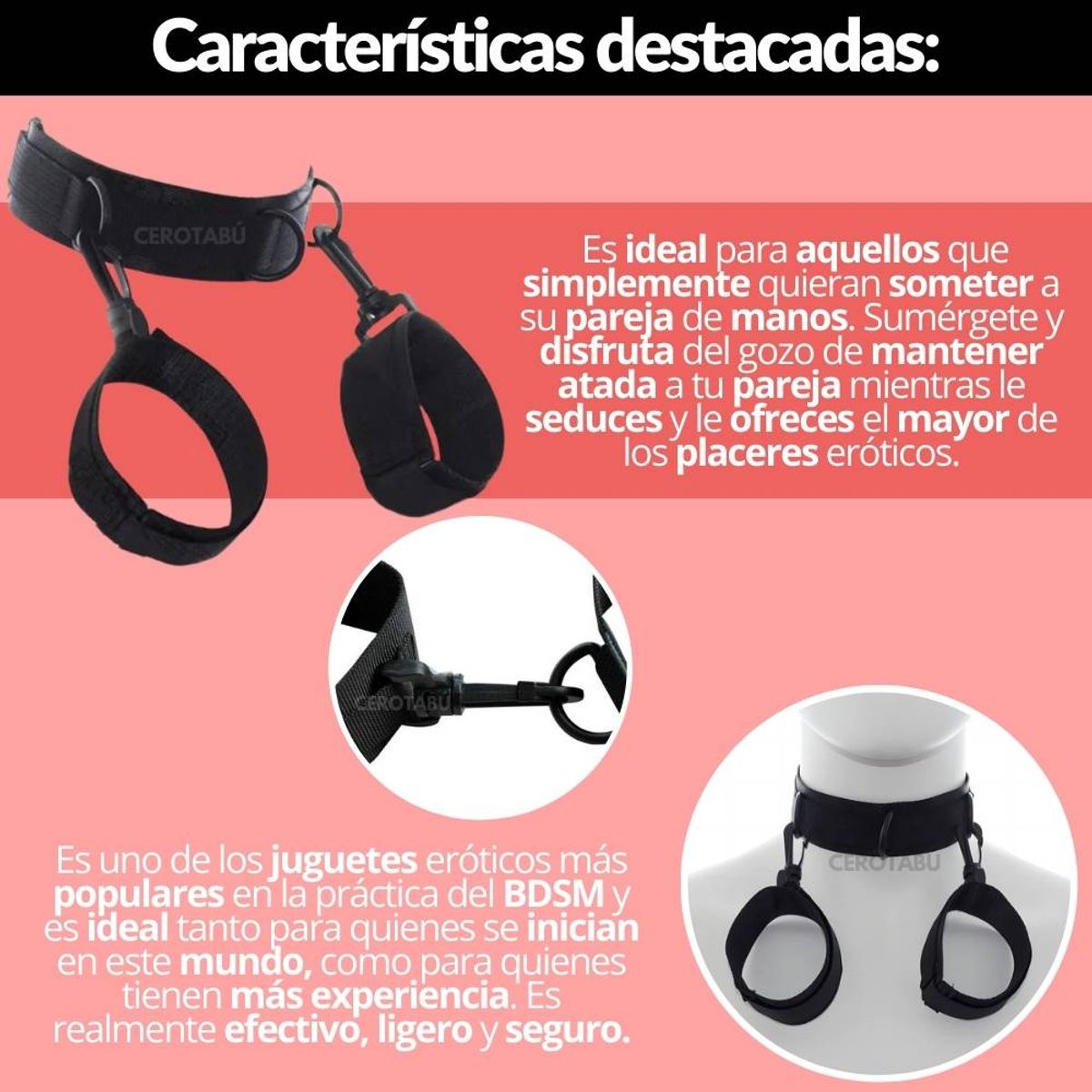 GENERICO - Collar Bdsm Inmovilizador De Manos Bondage Practicas Sado