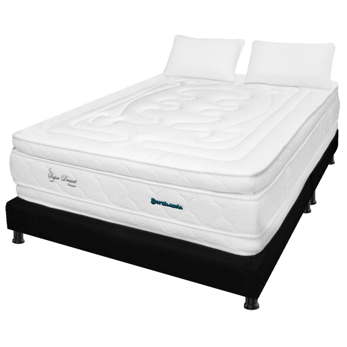 DORMILANDIA - Combo Colchón King Espumado Super Dream Plus+Base Cama Dividida+Almoha