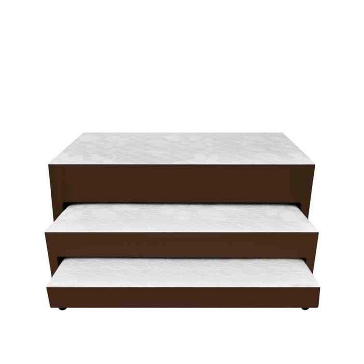 GENERICO - BASE CAMA NIDO 3 NIVELES + COLCHÓN SUPERIOR INC. 90X190 ECOCUERO CAFÉ