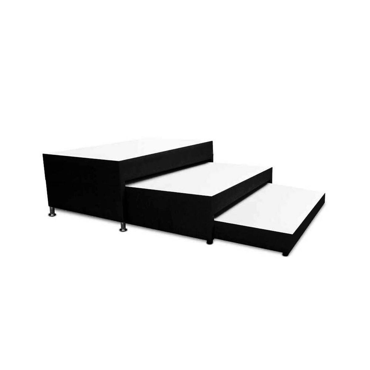 MAGIC CLASS - BASE CAMA NIDO 3 NIVELES + COLCHÓN SUPERIOR INC. 90X190 ECOCUERO NEGRO