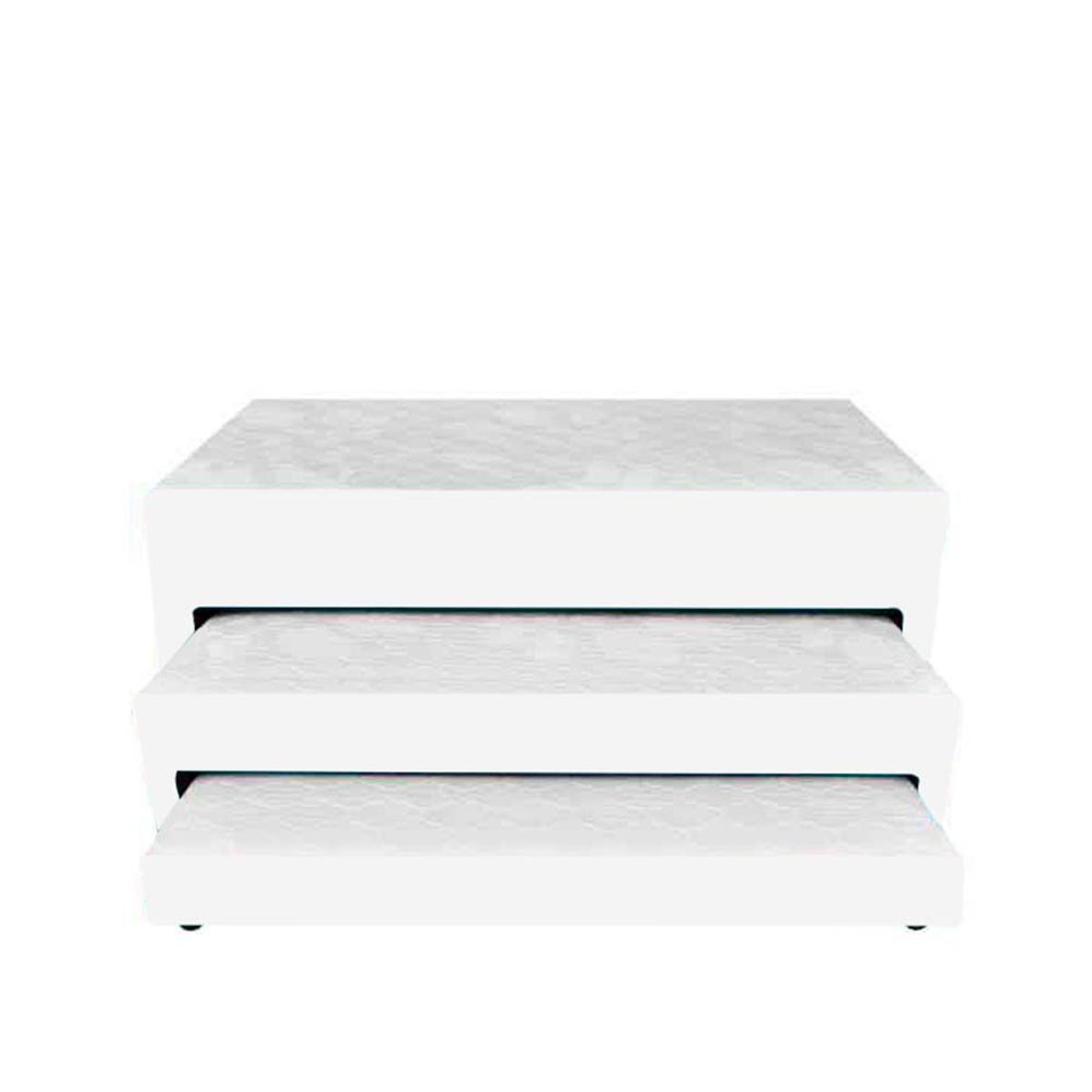 GENERICO - BASE CAMA NIDO 3 NIVELES + COLCHÓN SUPERIOR INC. 90X190 MICROFIBRA BLANCO