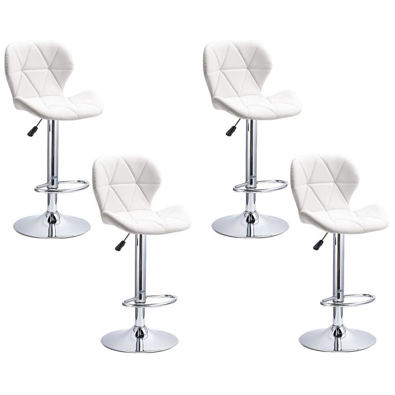MOBLIHOUSE - Set X4 Silla De Bar Bari Blanca Giratoria 360° Altura Ajustable