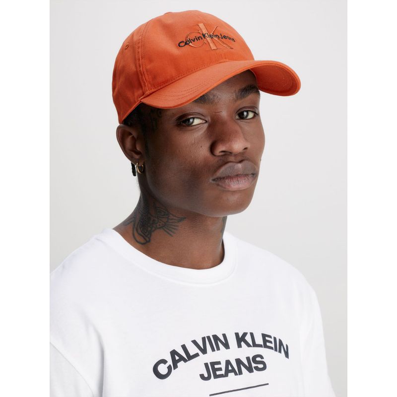 CALVIN KLEIN - Gorra De Algodón Orgánico Con Logo Hombre Naranja Calvin Klein