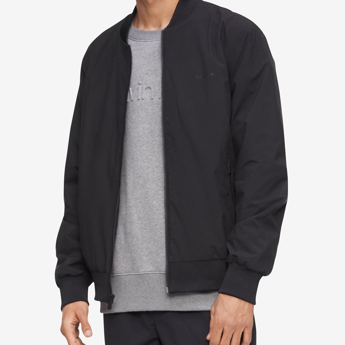 CALVIN KLEIN - Chaqueta Negra Con Cierre Y Bolsillos Laterales Calvin Klein