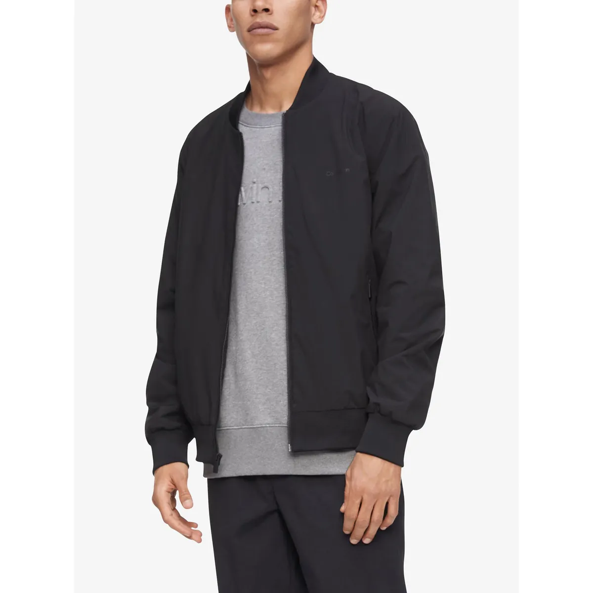 CALVIN KLEIN - Chaqueta Negra Con Cierre Y Bolsillos Laterales Calvin Klein