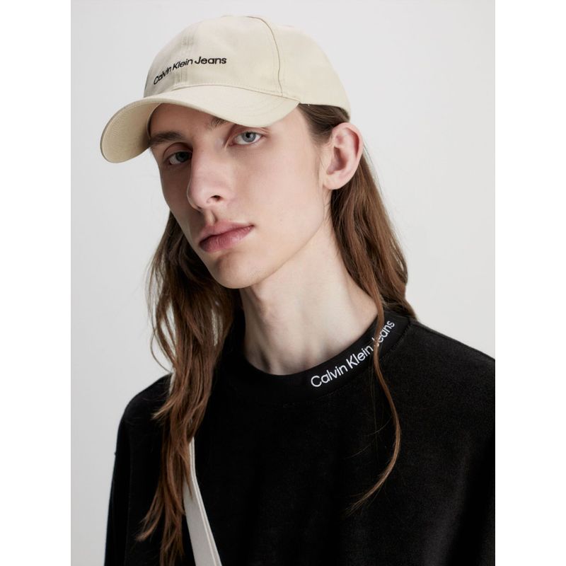 CALVIN KLEIN - Gorra De Algodón Orgánico Con Logo Hombre Beige Calvin Klein