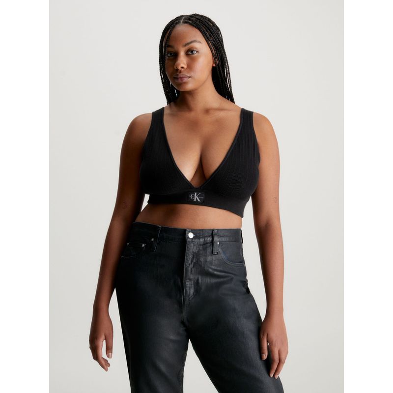CALVIN KLEIN - Top Negro De Punto De Algodón Para Mujer Calvin Klein