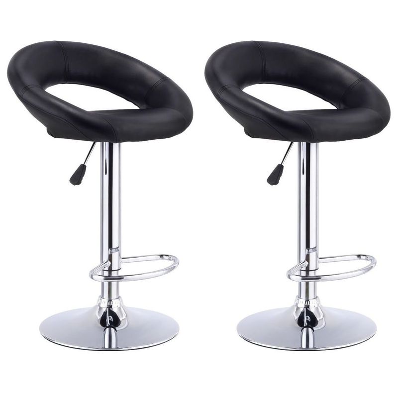 MOBLIHOUSE - Set X2 Silla Barra Ovni Negra Acolchada Diseño Moderno Moblihouse