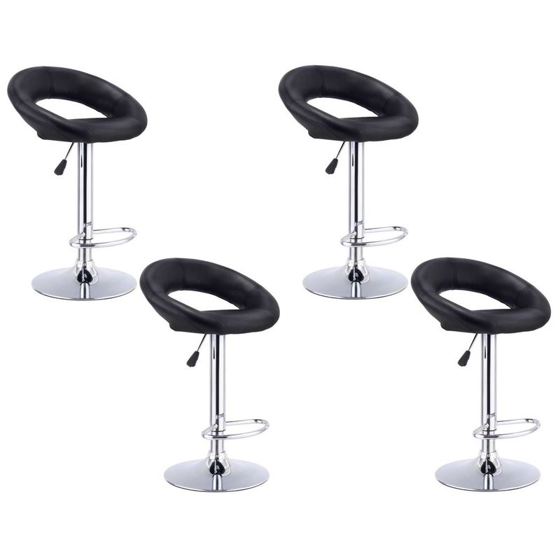 MOBLIHOUSE - Set X4 Silla Barra Ovni Negra Acolchada Diseño Moderno Moblihouse