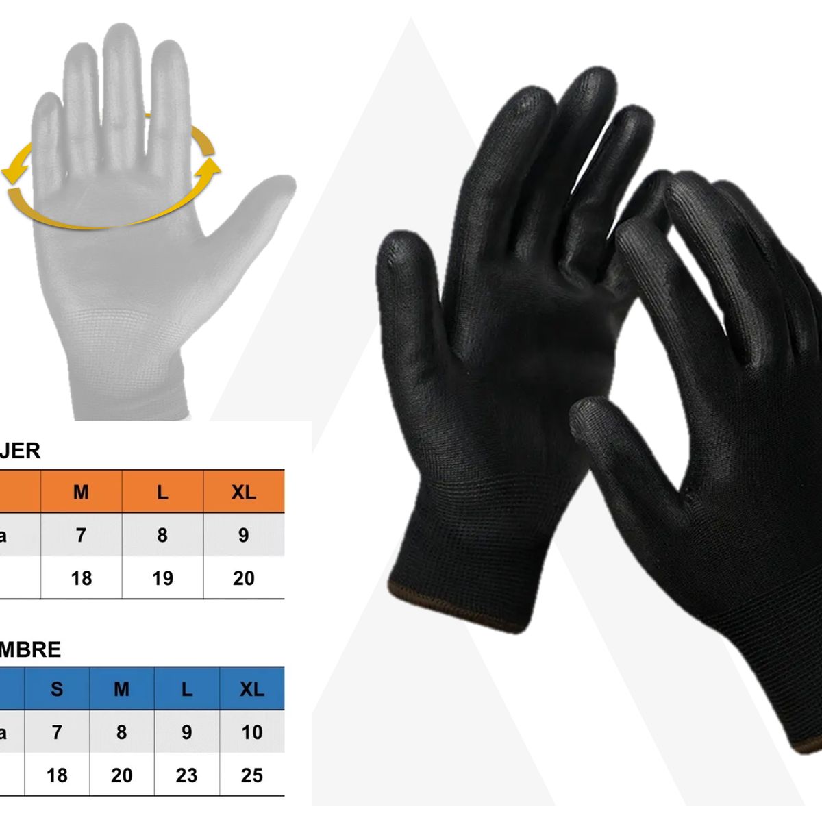 GENERICO - Guante Nylon-Poliuretano Talla 9 Docena