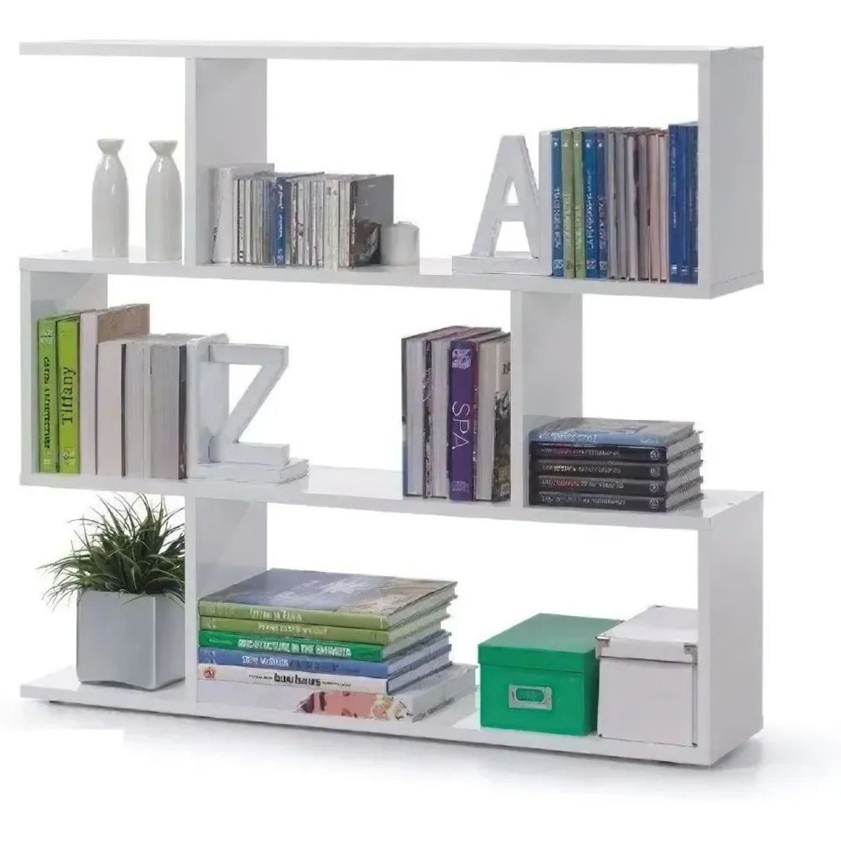 GENERICO - Biblioteca estantes minimalista blanca mesa auxiliar moderna