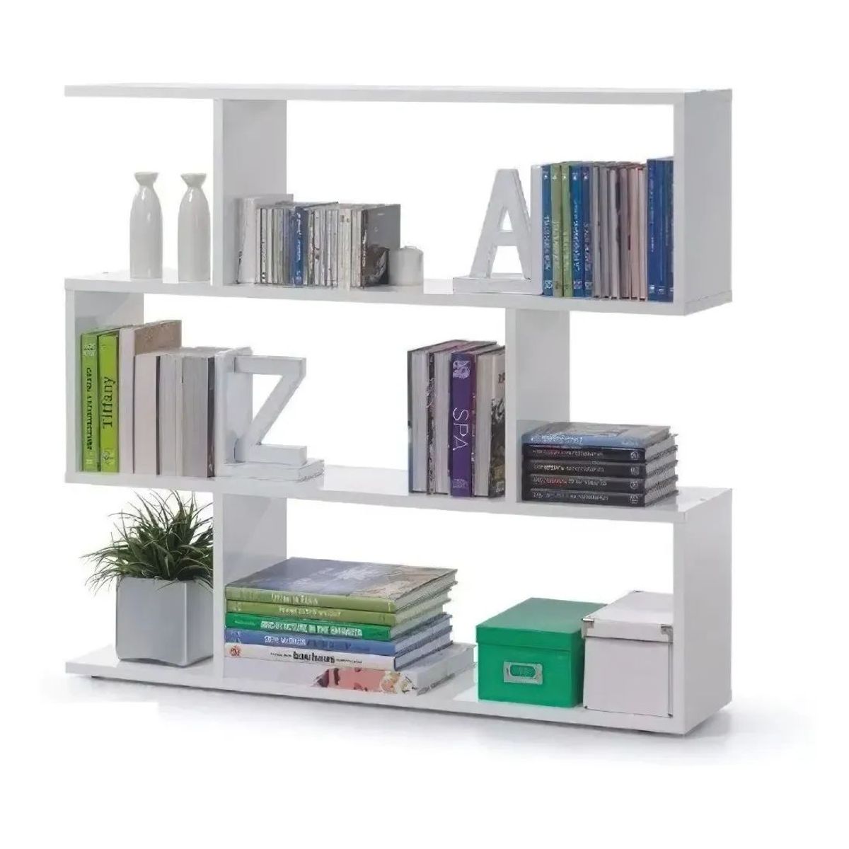 GENERICO - Biblioteca estantes minimalista blanca mesa auxiliar moderna