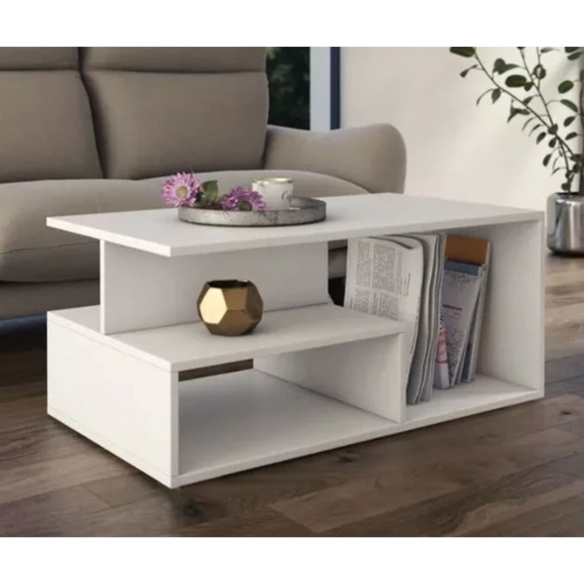 GENERICO - Mesa de centro moderna minimalista lumio blanca