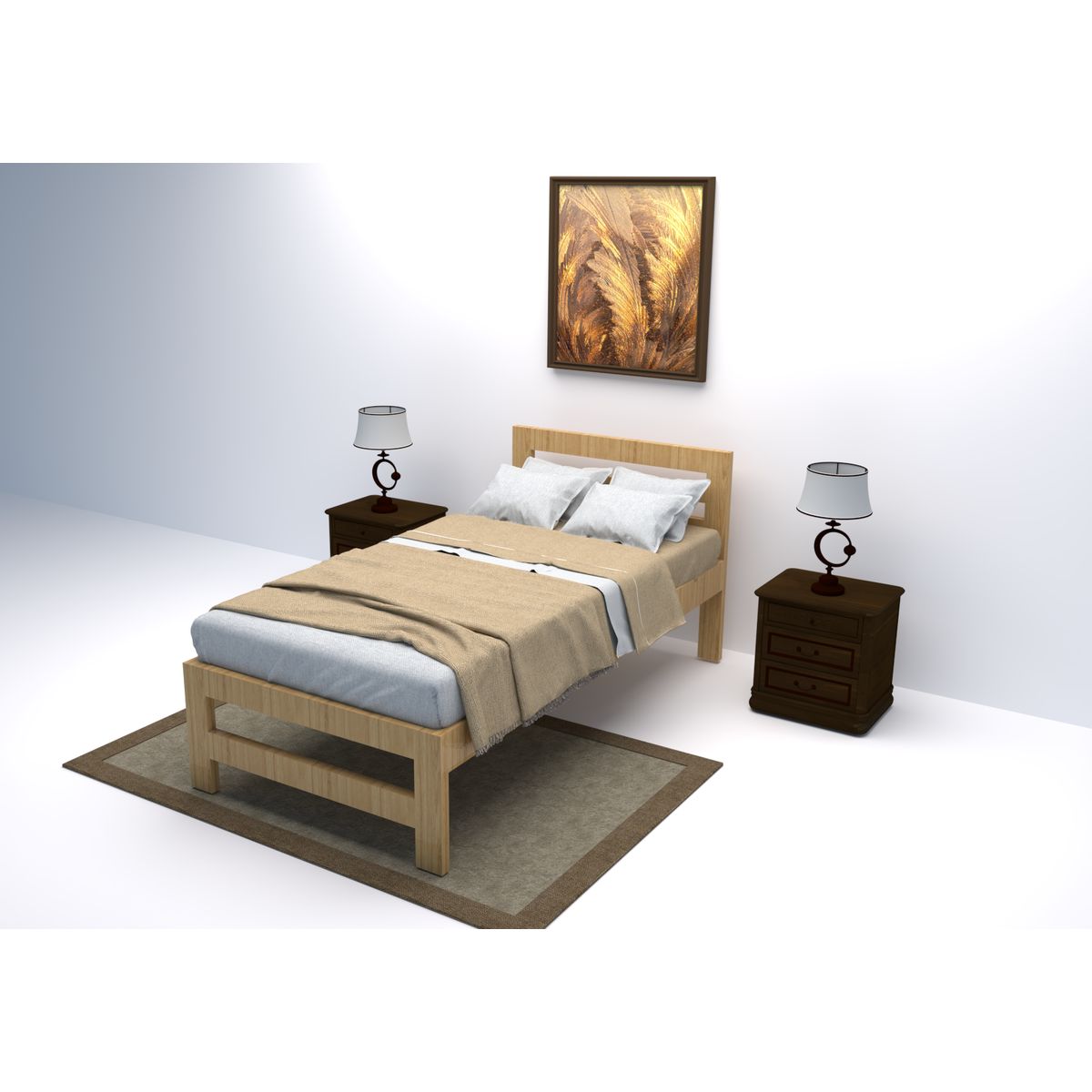 GENERICO - CAMA SENCILLA EN MADERA CEDRO NATURAL COLOR MIEL