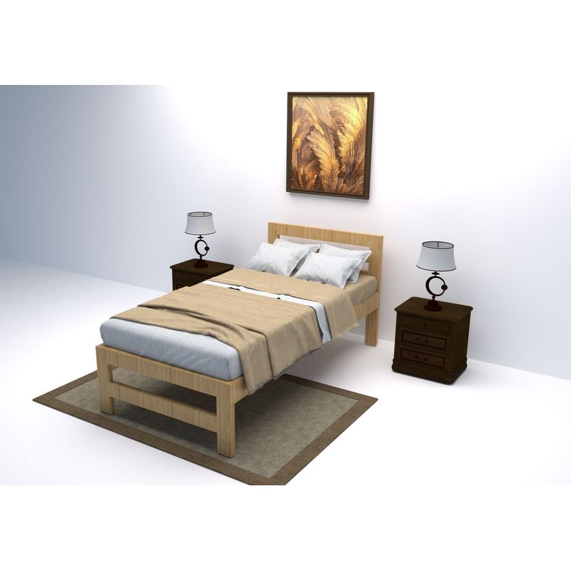 GENERICO - CAMA SENCILLA EN MADERA CEDRO NATURAL COLOR MIEL.
