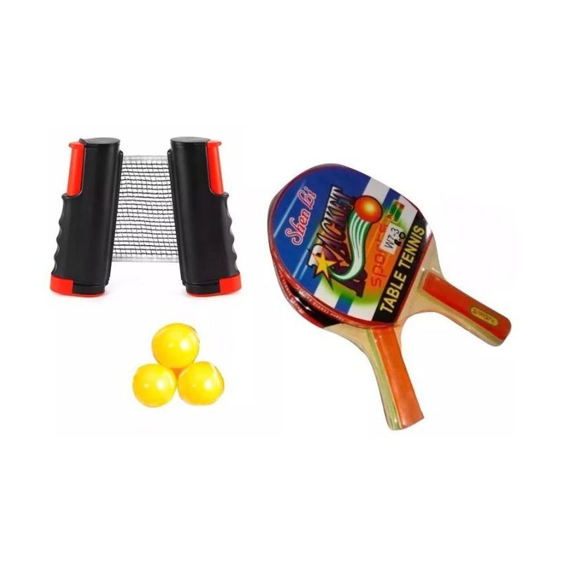 GENERICO - Kit malla adaptable + ping pong raquetas deporte raqueta red