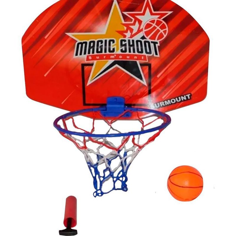 GENERICO - Cancha de baloncesto pequeña para pared con balon + inflador