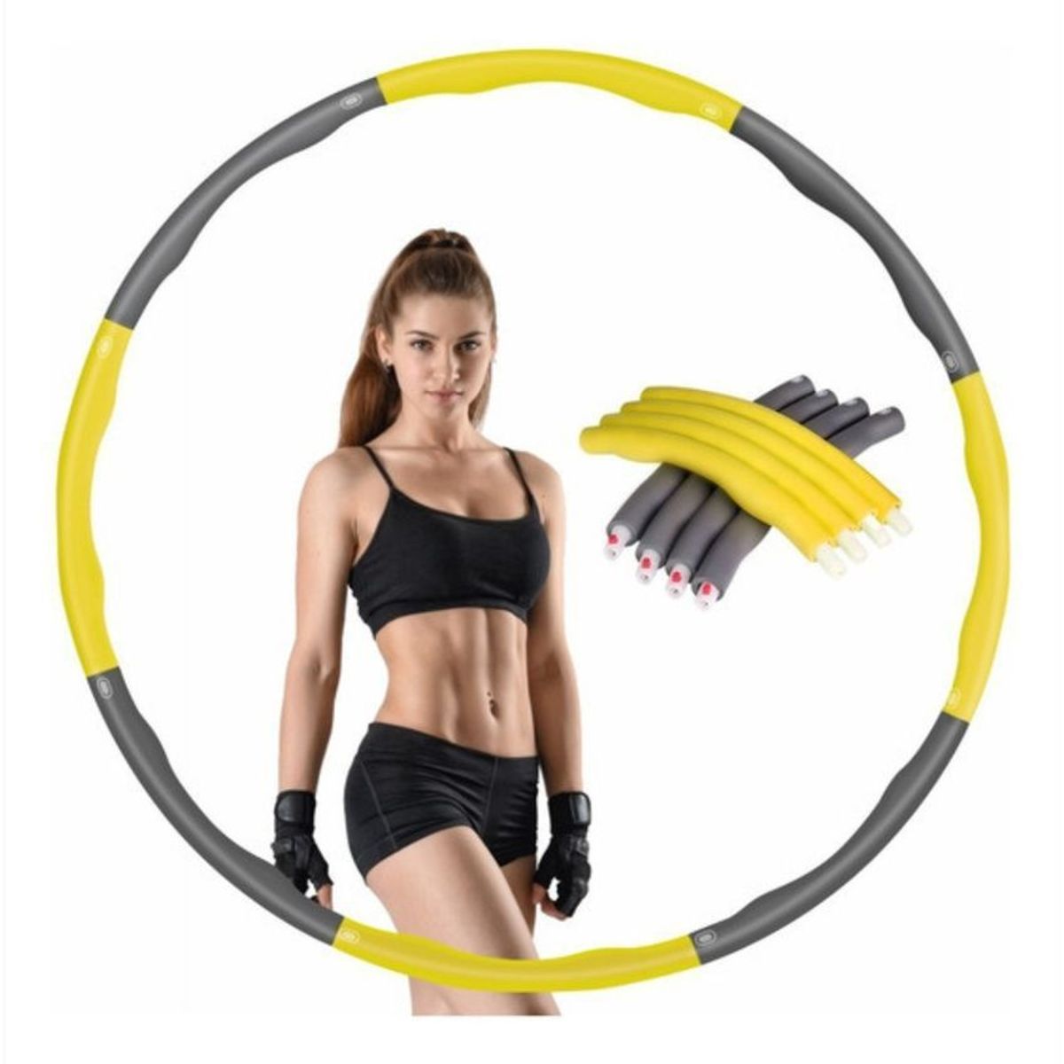 GENERICO - Aro hula hula deportes fitness gym desarmable amarillo